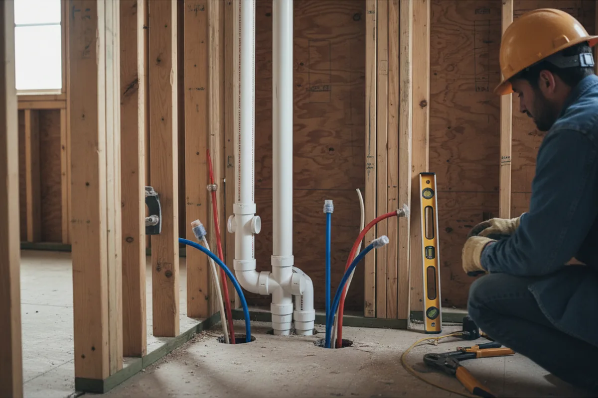 Drain and supply rough-in during Toilet Repair and Installation in Runnemede